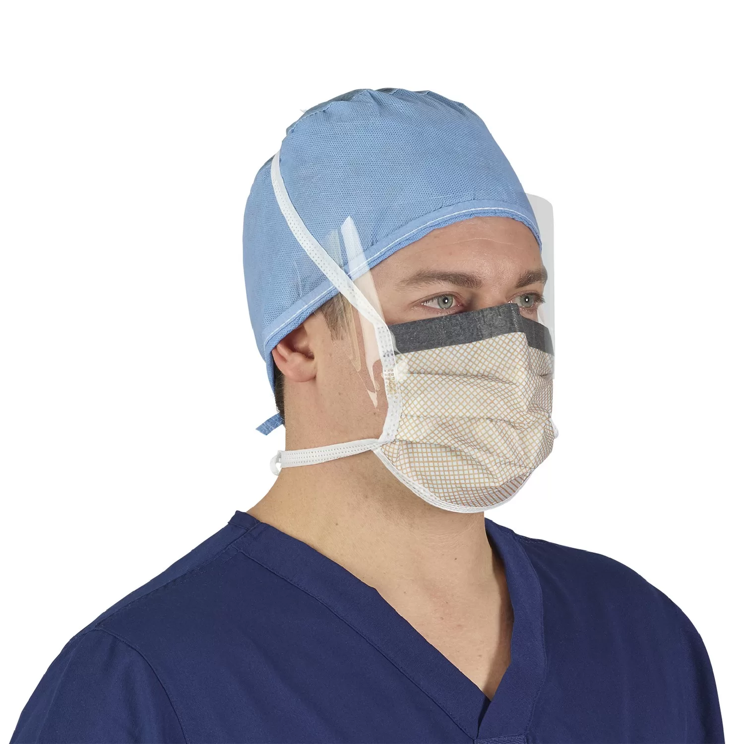 Halyard Fluidshield Level 2 Fog-Free Surgical Mask w/ Visor 62114 - Image 2